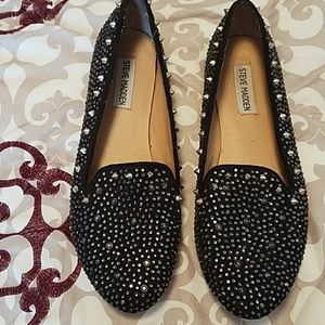 Black rhinestone Steve Madden Flats